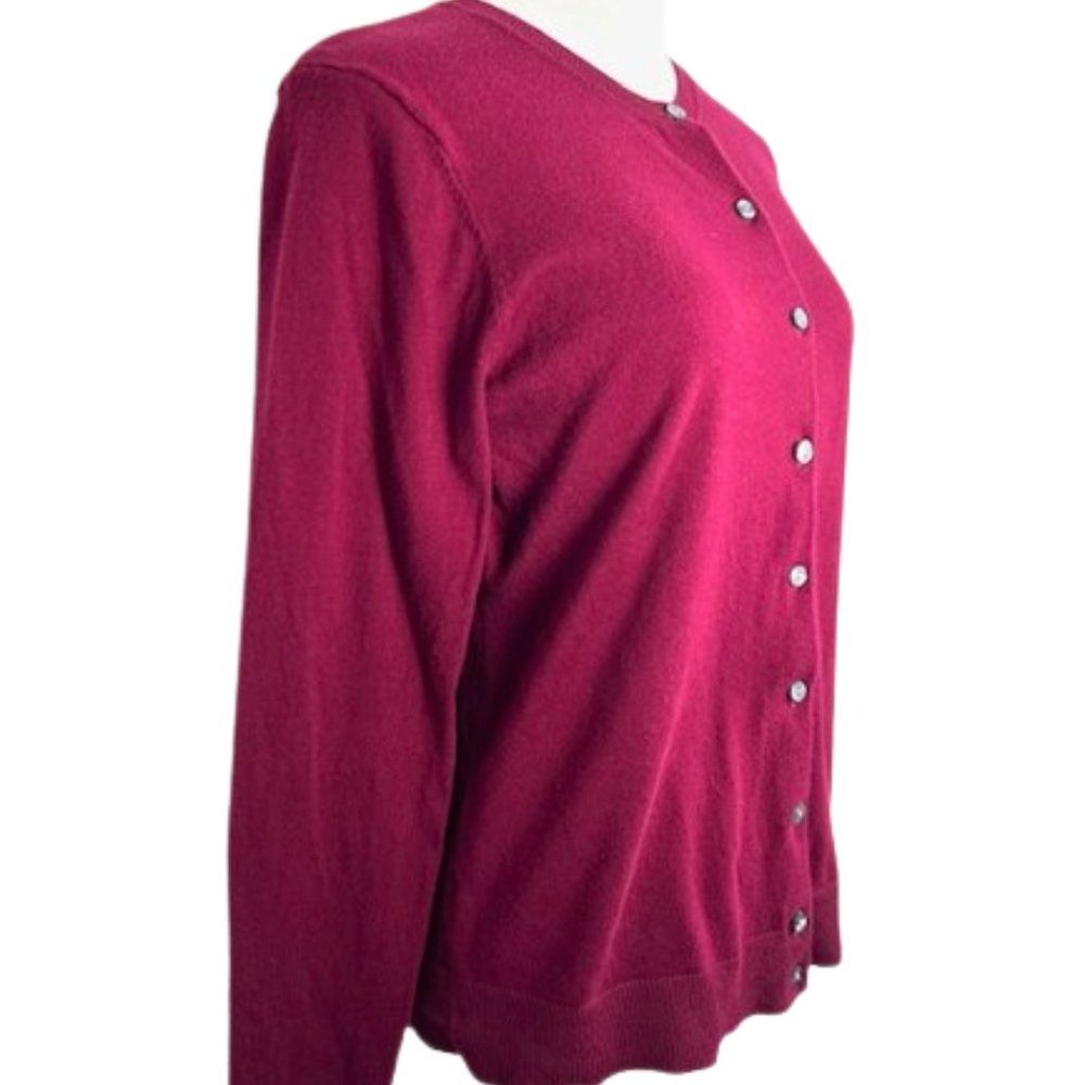 Karen Scott Maroon Cardigan Sweater - Picture 4 of 7